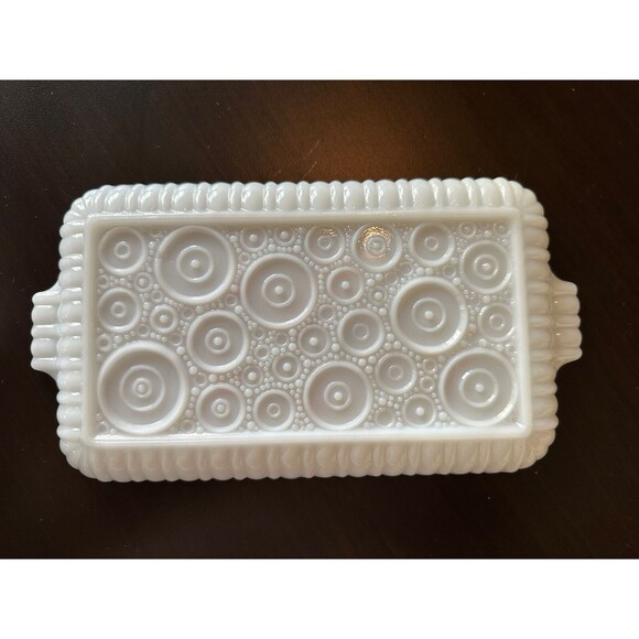 Vintage Anchor Hocking Fire King Milk Glass Fleurette Snack Plate and Cup Floral - Picture 6 of 9